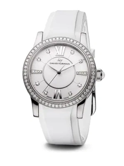 David Yurman Women's Classic 34mm Rubber Swiss Quartz Watch With Diamonds In White
