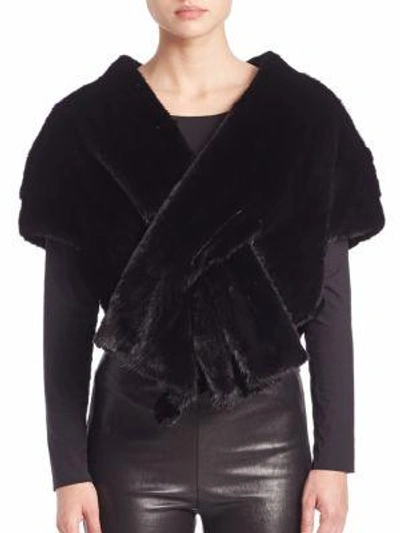 Carmen Marc Valvo Mink Fur Stole In Black