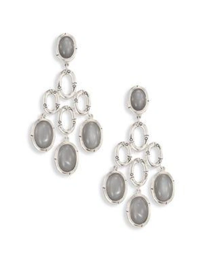 John Hardy Bamboo Grey Moonstone & Sterling Silver Chandelier Earrings