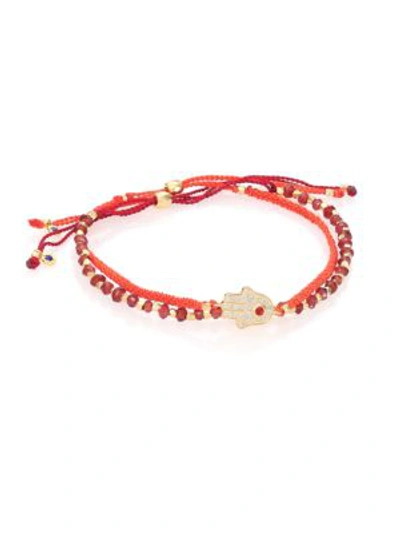 Astley Clarke Biography Seize The Moment White Sapphire & Garnet Silken Beaded Bracelet In Red Gold