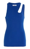 K.ngsley Romain Cutout Cotton Jersey Tank Top In Blue