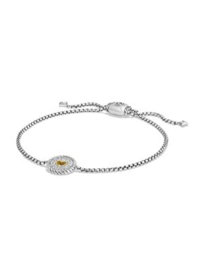 David Yurman Cable Collectibles Heart Charm Bracelet With Diamonds And 18k Gold In Silver Gold