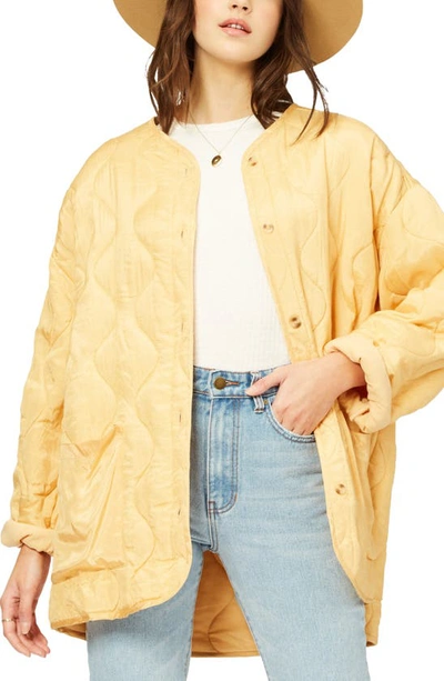 Billabong X Sincerely Jules U R Golden Quilted Jacket In Gold Dust