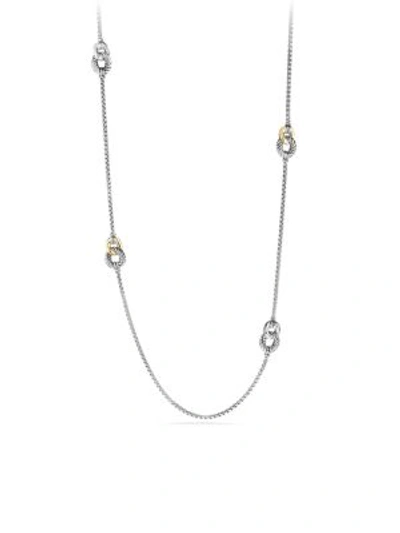 David Yurman Belmont Curb Link Four Station Necklace With Gold In Silver Gold