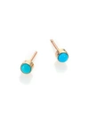 Zoë Chicco 14k Yellow Gold And Bezel Turquoise Stud Earrings In Gold Turquoise
