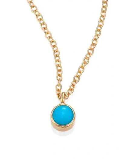 Zoë Chicco 14k Yellow Gold Single Bezel Turquoise Necklace, 14 In Yellow Gold/ Turquoise