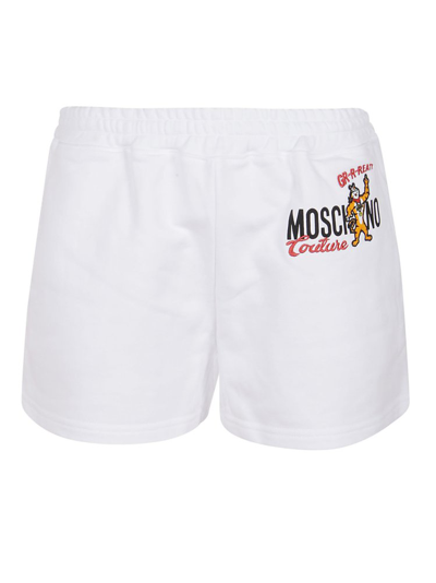 Moschino Logo印花运动短裤 In White