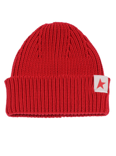 Golden Goose Knitted Logo-patch Beanie In Red