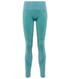 Wolford Metallic-threaded Stretch Leggings In Ice Jade Silver