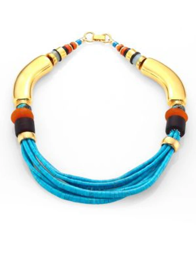 Lizzie Fortunato Turquoise & Amazonite Collar Necklace In Gold Multi