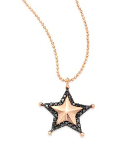 Kismet By Milka Sherriff Star Black Diamond & 14k Rose Gold Pendant Necklace In Rose Gold Black