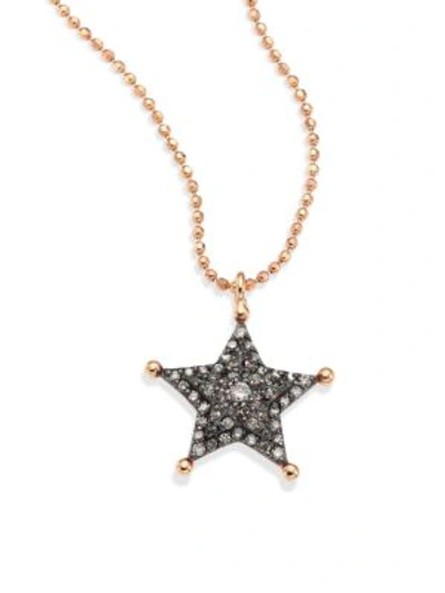 Kismet By Milka Sherriff Star Champagne Diamond & 14k Rose Gold Pendant Necklace In Rose Gold Black