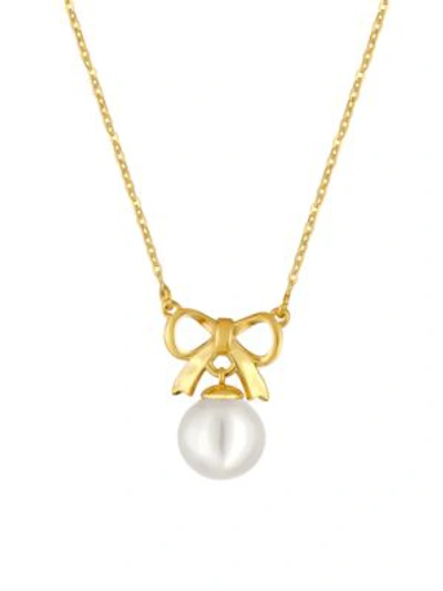 Majorica 10mm Organic Pearl Bow Pendant Necklace In White