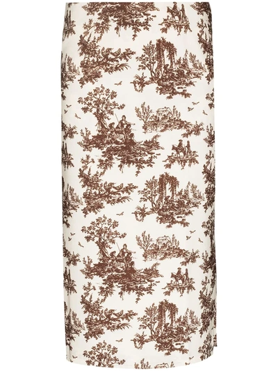 Miaou Moni Landscape-print Midi Skirt In Neutrals