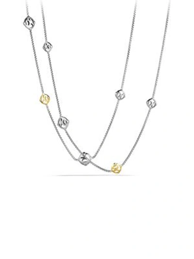 David Yurman Dy Logo Chain Necklace With Gold In Silver Gold