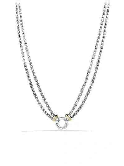 David Yurman Double Wheat Chain Necklace With Diamonds, 17 In Silver