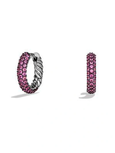 David Yurman Petite Pavé Earrings In Pink Sapphire