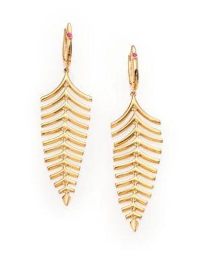 Roberto Coin 18k Yellow Gold Fishbone Drop Earrings