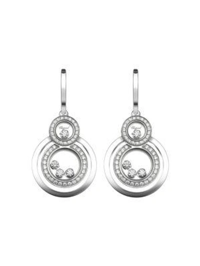 Chopard Happy 8 Diamond & 18k White Gold Drop Earrings