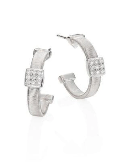 Marco Bicego Masai 18k White Gold Small Hoop Earrings With Diamonds
