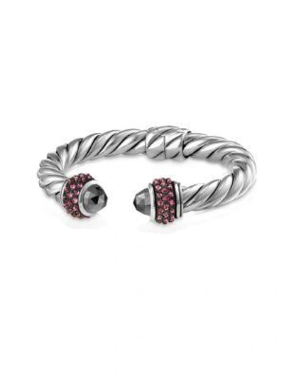 David Yurman Cable Berries Pink Sapphire & Stainless Steel Bracelet In Pink/silver
