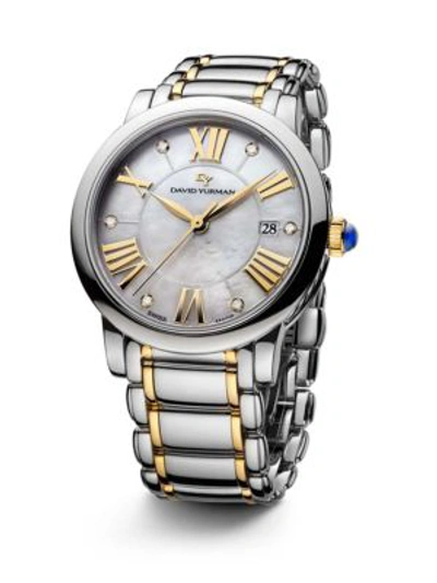David Yurman Classic 38mm Stainless Steel Quartz Watch With 18k Gold And Diamonds In Silver Gold