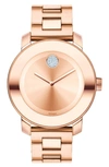 Movado Bold Rose Goldtone Ip Stainless Steel Bracelet Watch