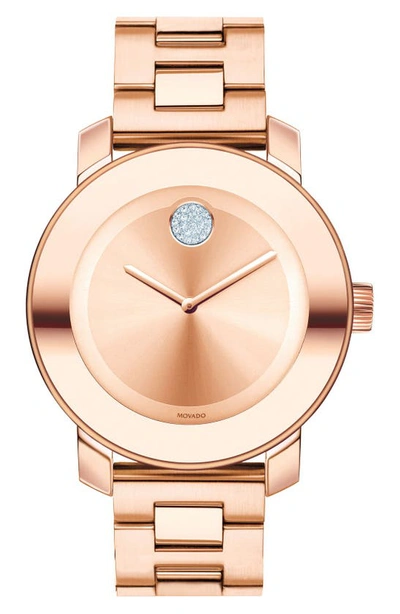 Movado Bold Rose Goldtone Ip Stainless Steel Bracelet Watch