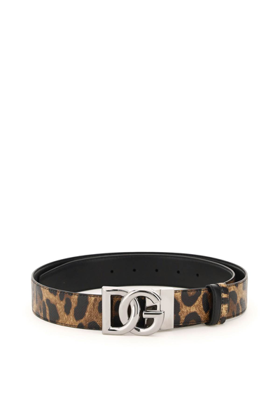 Dolce & Gabbana Logo Buckle Reversible Belt In Multi-colored