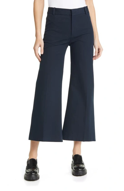Frame Le Crop Mini Boot Cotton-blend Twill Kick-flare Pants In Navy