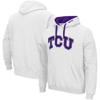 Colosseum Men's White Kansas Jayhawks Arch Logo 3.0 Pullover Hoodie