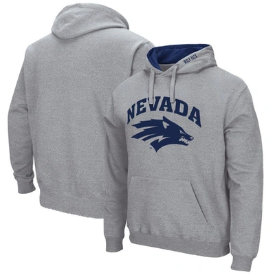 Colosseum Men's Nevada Wolf Pack Arch And Logo Pullover Hoodie In Heathered Gray