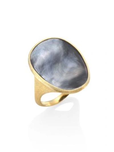 Marco Bicego 18k Yellow Gold Lunaria Ring With Black Mother-of-pearl In Grey Mother Of Pearl
