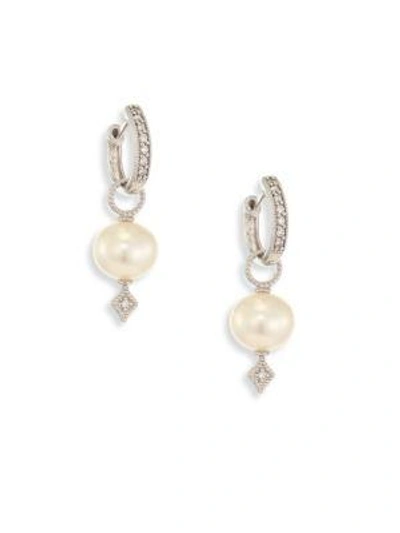 Jude Frances Large Lissa Diamond & 8mm White Pearl Earring Charms In White Gold