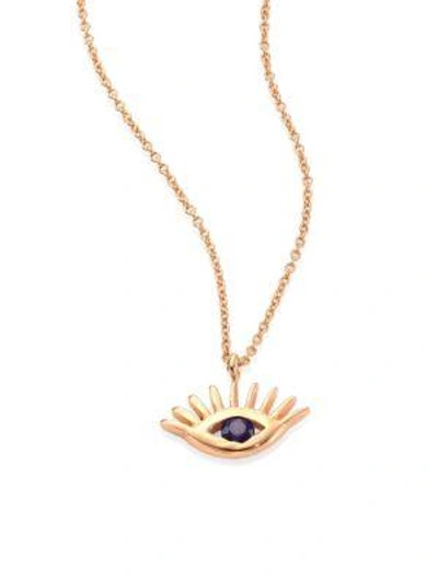 Kismet By Milka Protect Me Evil Eye Blue Sapphire & 14k Rose Gold Pendant Necklace