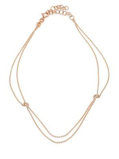 Kismet By Milka Beads Diamond & 14k Rose Gold 2-chain Anklet
