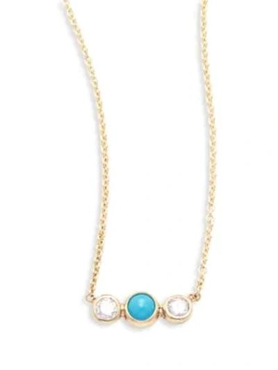 Zoë Chicco Diamond, Turquoise & 14k Yellow Gold Pendant Necklace In Gold Turquoise