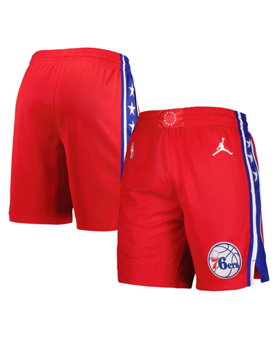 Jordan Kids' Big Boys And Girls Red Philadelphia 76ers 2019/20 Swingman Performance Shorts