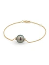 David Yurman Solari Single Station Bracelet In 18k Gold With Diamonds And Tahitian Grey Pearl In White Pearl