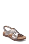 Easy Spirit Semar Womens Leather Slingback Flat Sandals In Peach Gold Leather