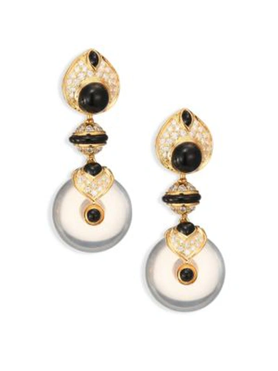 Marina B Pneu Diamond, Black Jade & 18k Yellow Gold Drop Earrings In Gold Jade