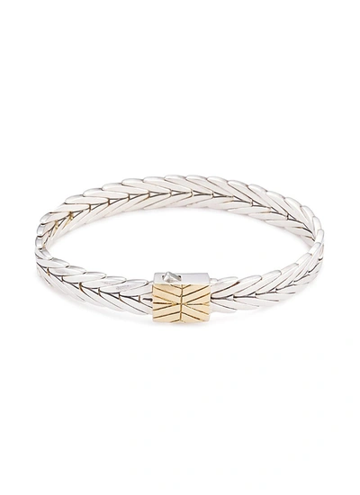 John Hardy Classic Chain Hammered 18k Yellow Gold & Silver Medium Chain Bracelet In Silver-gold