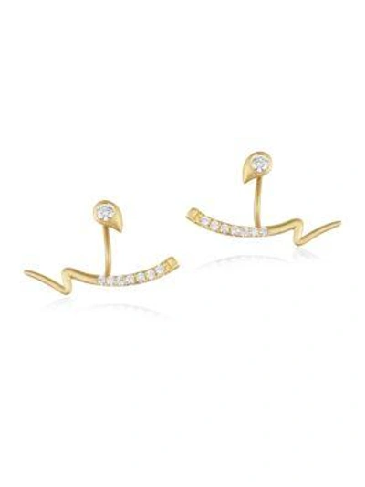 Carelle Brushstroke Diamond & 18k Yellow Gold N° 53 Stud & Ear Jacket Set