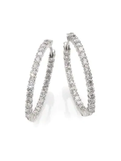 Roberto Coin Women's 18k White Gold & Diamond Hoop Earrings/1.2"