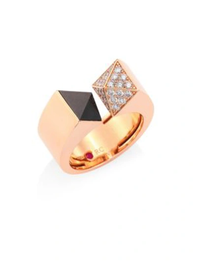 Roberto Coin Women's Sauvage Privé Pyramid Diamond, Black Jade & 18k Rose Gold Ring In Rose Gold Jade