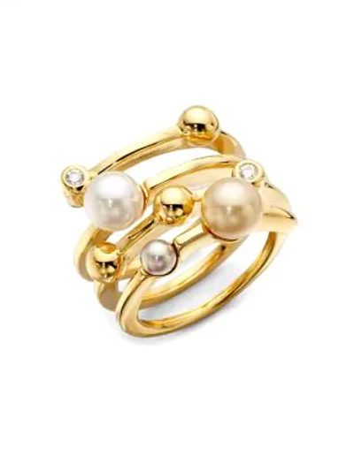 Majorica 4mm Multicolor Round Pearl Endless Wrap Ring In Gold