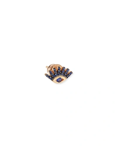 Kismet By Milka Evil Eye Blue Sapphire & 14k Rose Gold Single Stud Earring