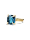 David Yurman Châtelaine® Ring With Gemstone And Diamonds In 18k Gold In Hampton Blue Topaz