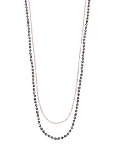 Astley Clarke Biography Hematite & White Sapphire Sun Beaded Necklace In Rose Gold Hematite