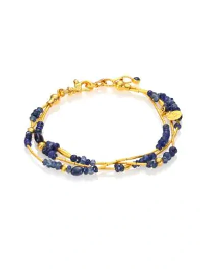 Gurhan Women's Delicate Rain Blue Sapphire & 24k Yellow Gold Triple-strand Bracelet In Gold Blue Sapphire